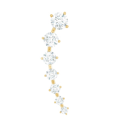 Graduated Style Moissanite Ear Crawler Earring for Helix Piercing