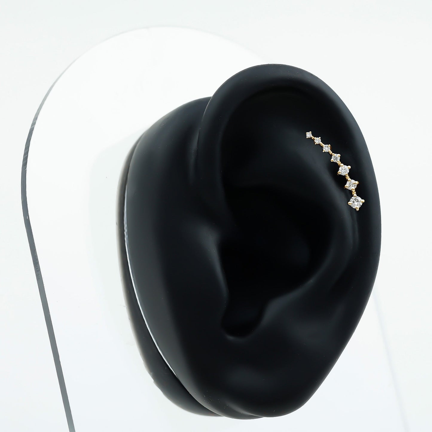 Graduated Style Moissanite Ear Crawler Earring for Helix Piercing
