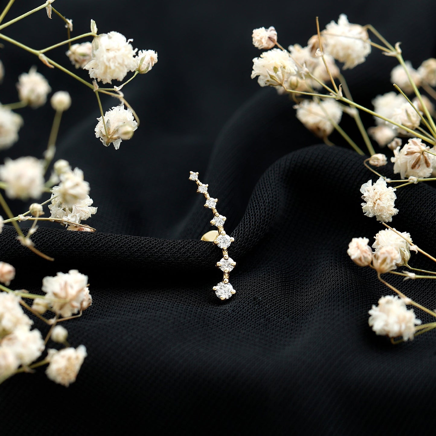 Graduated Style Moissanite Ear Crawler Earring for Helix Piercing