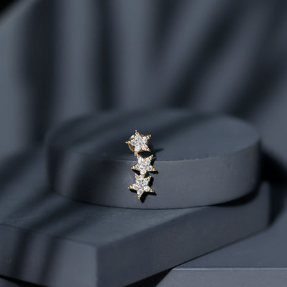 Certified Moissanite Star Ear Crawler Earring