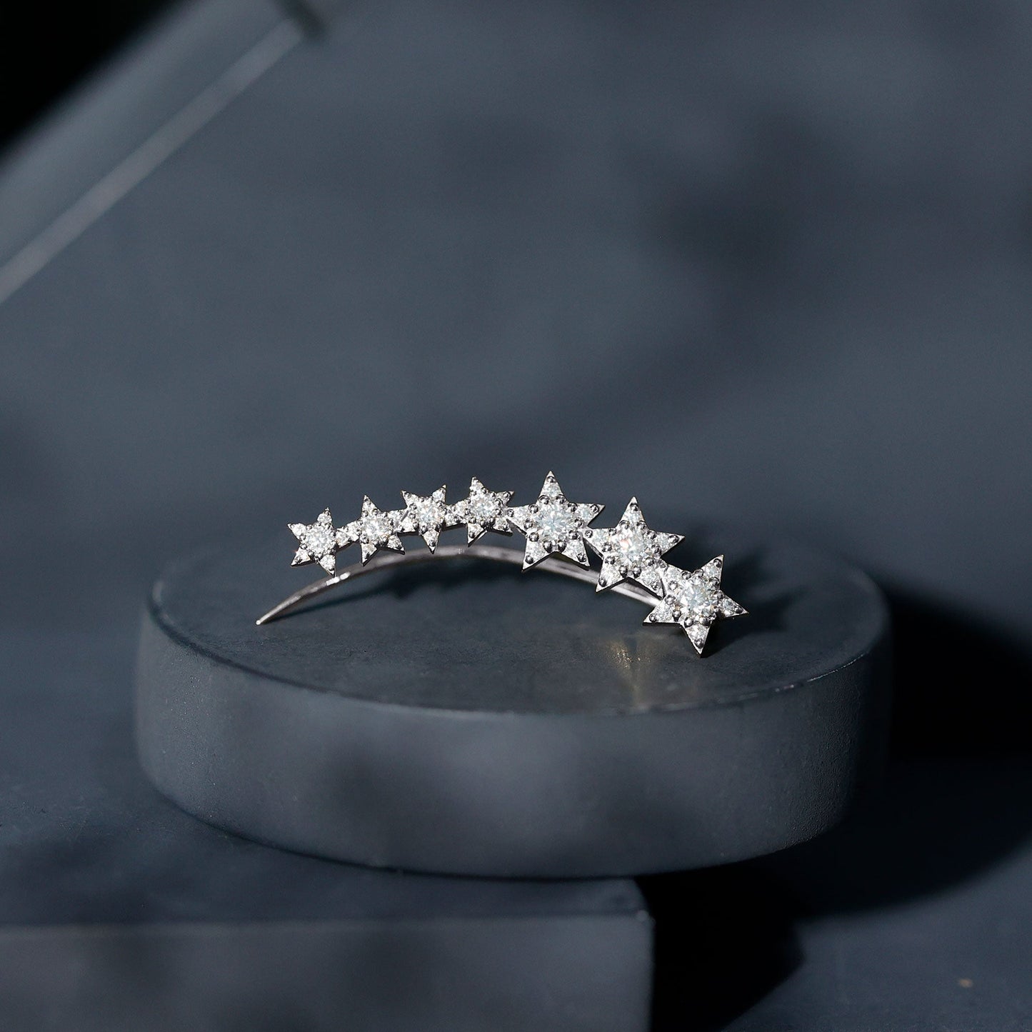 Moissanite Star Climber Earring for Cartilage Piercing