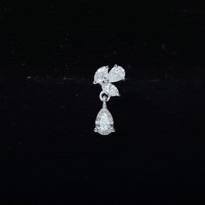 Natural Diamond Teardrop Cartilage Earring With Certificate