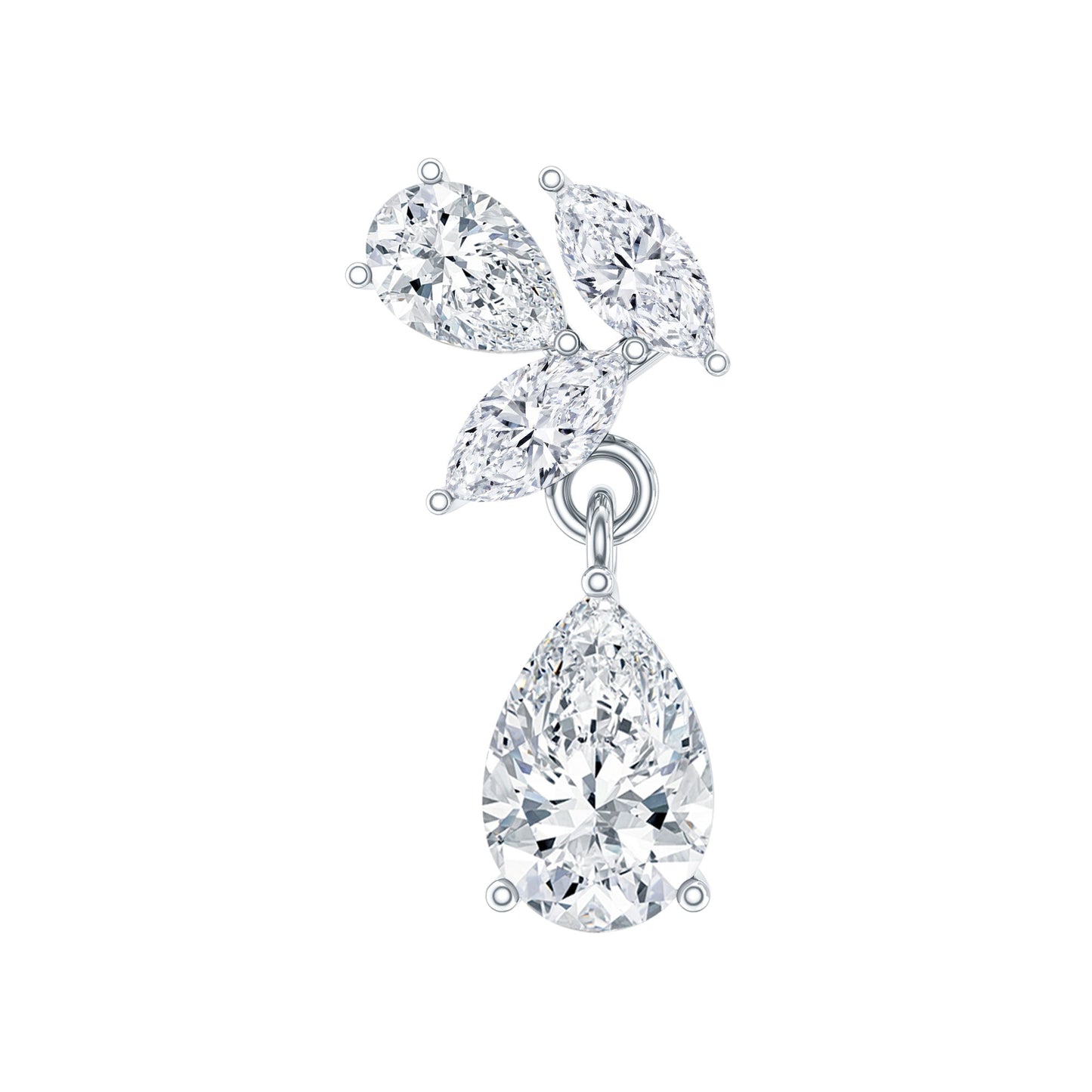 Natural Diamond Teardrop Cartilage Earring With Certificate
