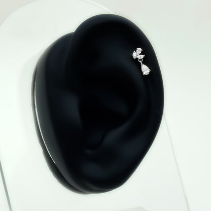 Natural Diamond Teardrop Cartilage Earring With Certificate