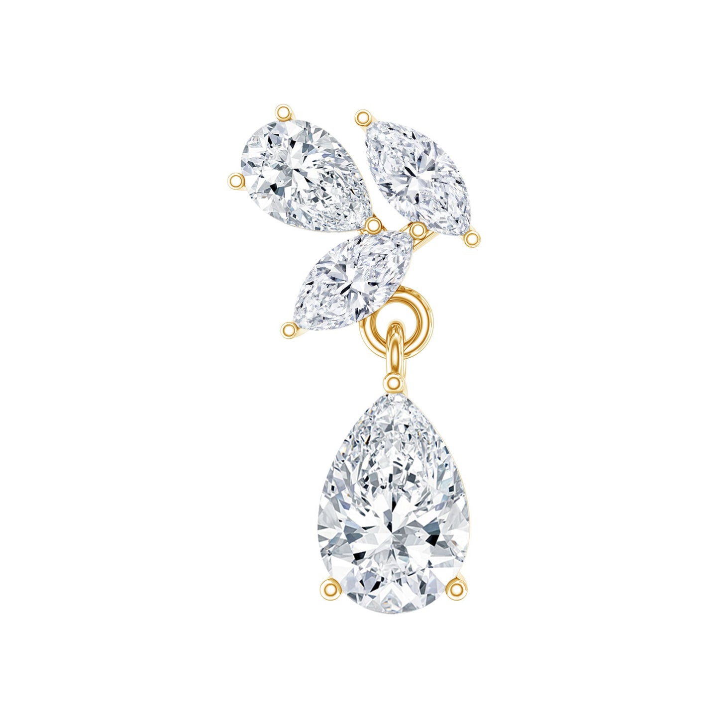 Natural Diamond Teardrop Cartilage Earring With Certificate