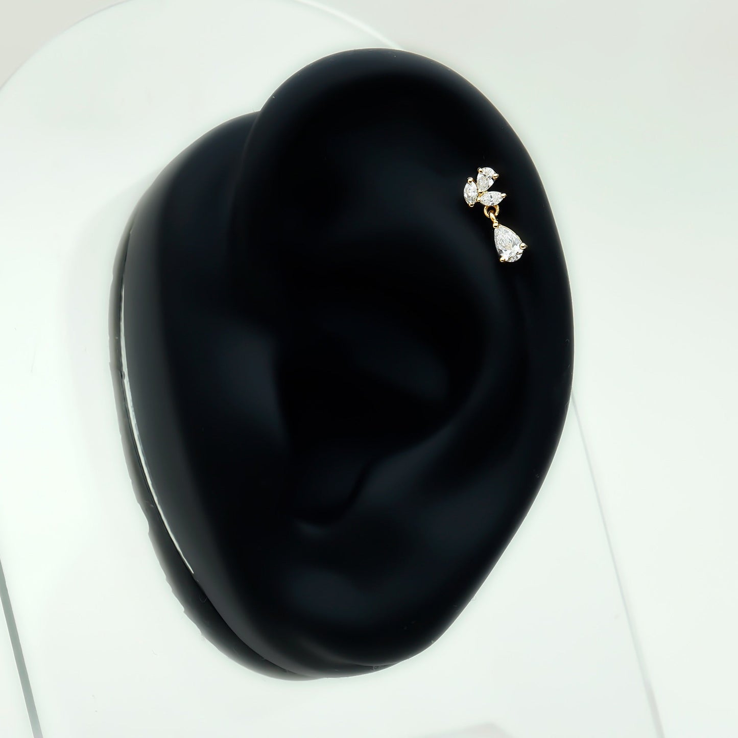 Natural Diamond Teardrop Cartilage Earring With Certificate