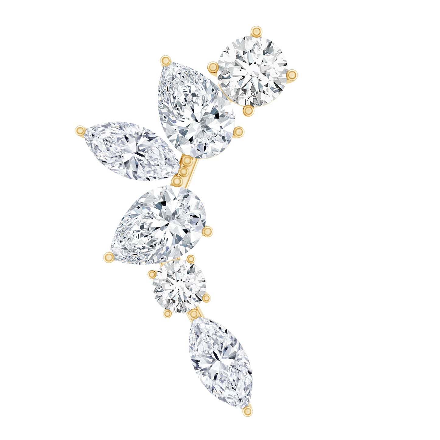 Certified Moissanite Curved Helix Earring for Women