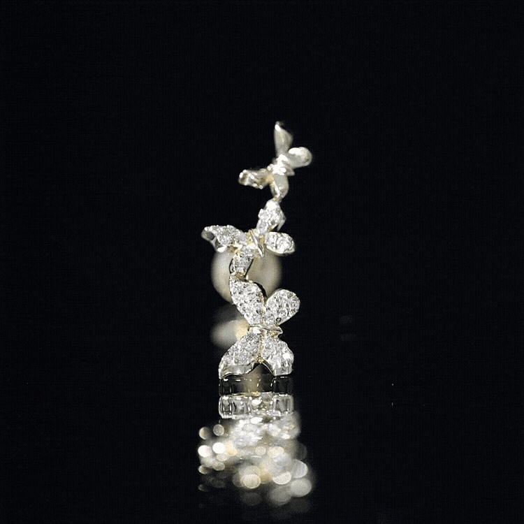 Moissanite Butterfly Climber Earring for Helix Piercing