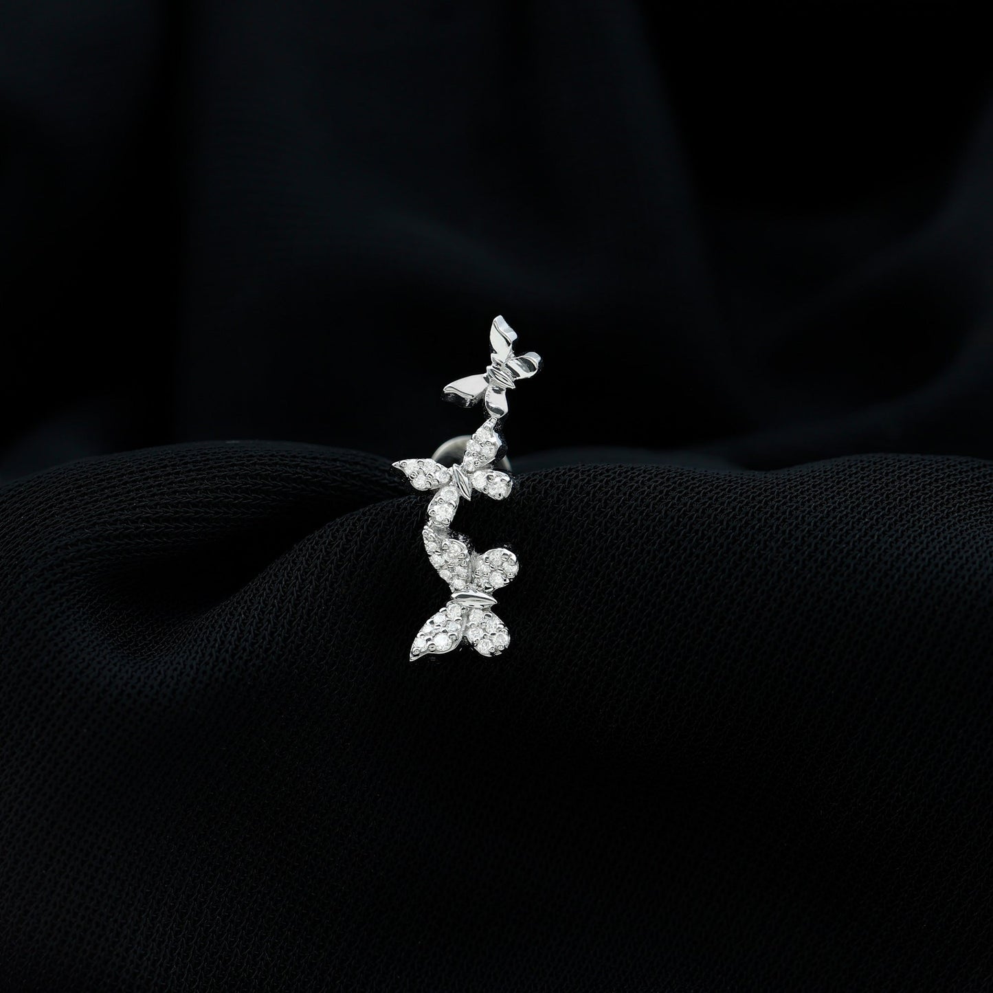 Moissanite Butterfly Climber Earring for Helix Piercing