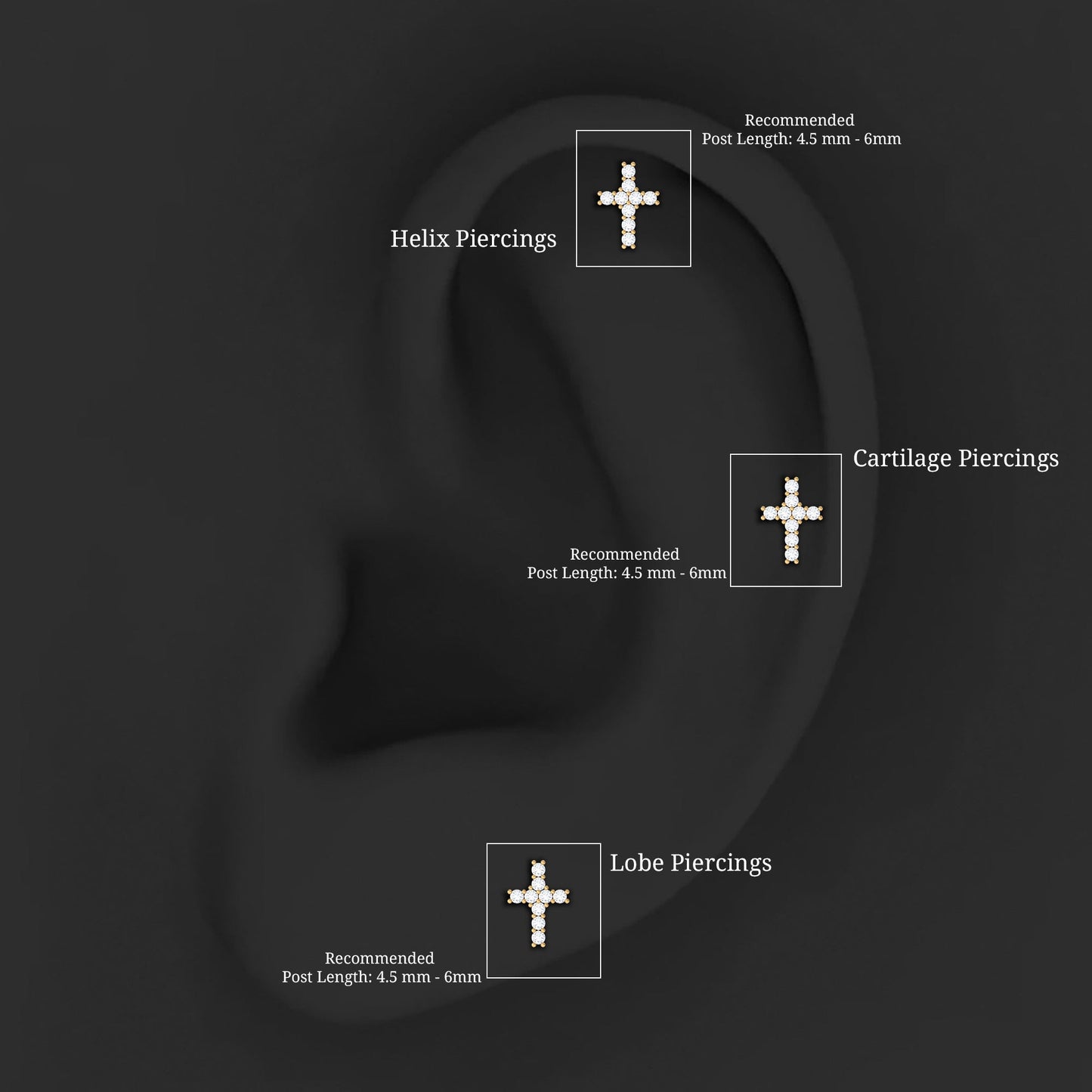 Minimalist Moissanite Cross Cartilage Earring