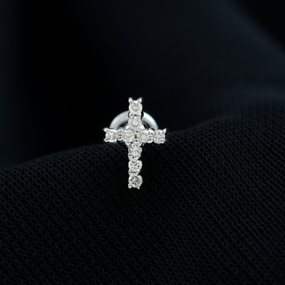 Minimalist Moissanite Cross Cartilage Earring