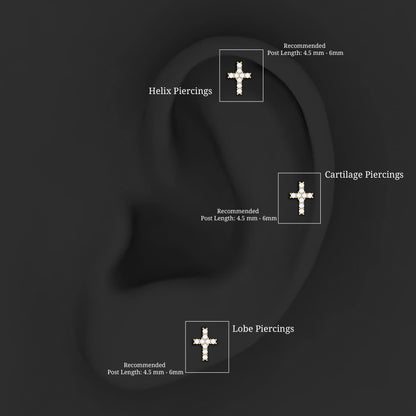 Minimalist Moissanite Cross Cartilage Earring