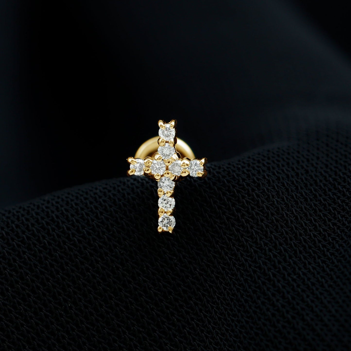 Minimalist Moissanite Cross Cartilage Earring