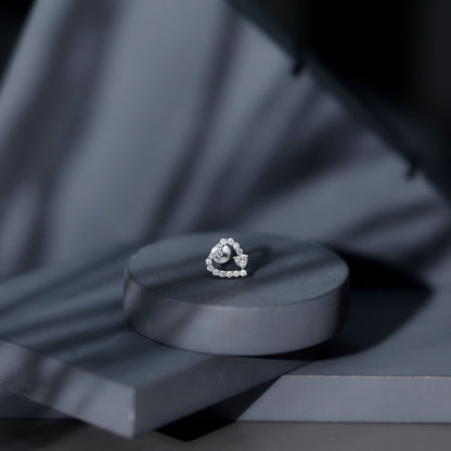 Certified Moissanite Heart Cartilage Earring