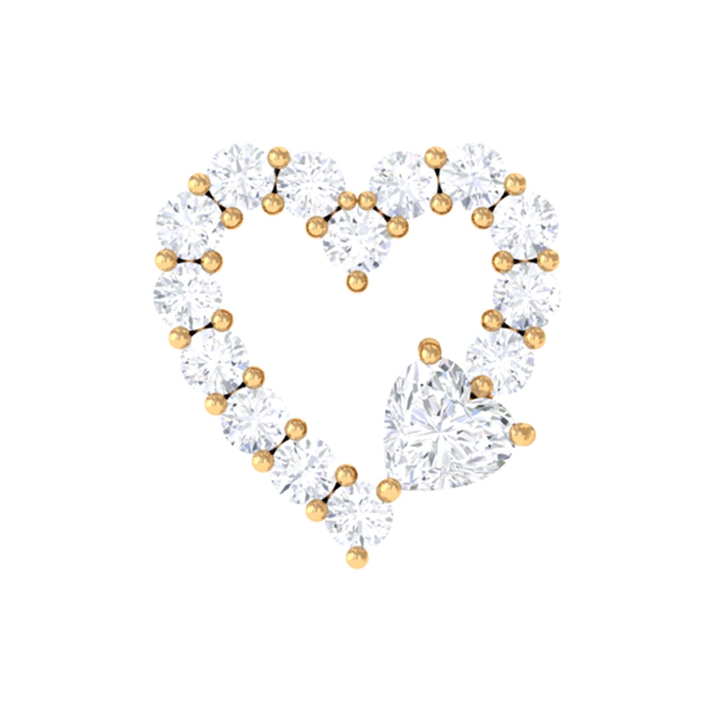Certified Moissanite Heart Cartilage Earring
