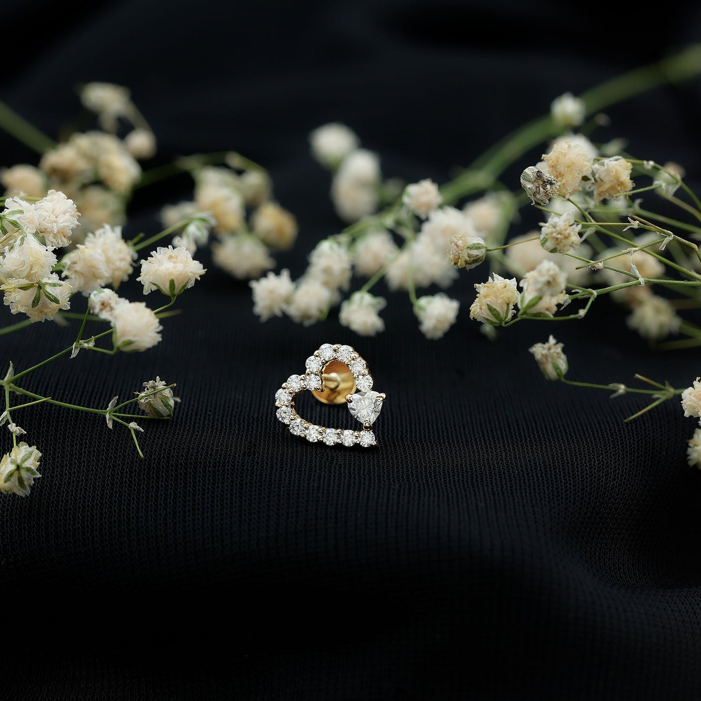 Certified Moissanite Heart Cartilage Earring