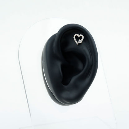 Certified Moissanite Heart Cartilage Earring