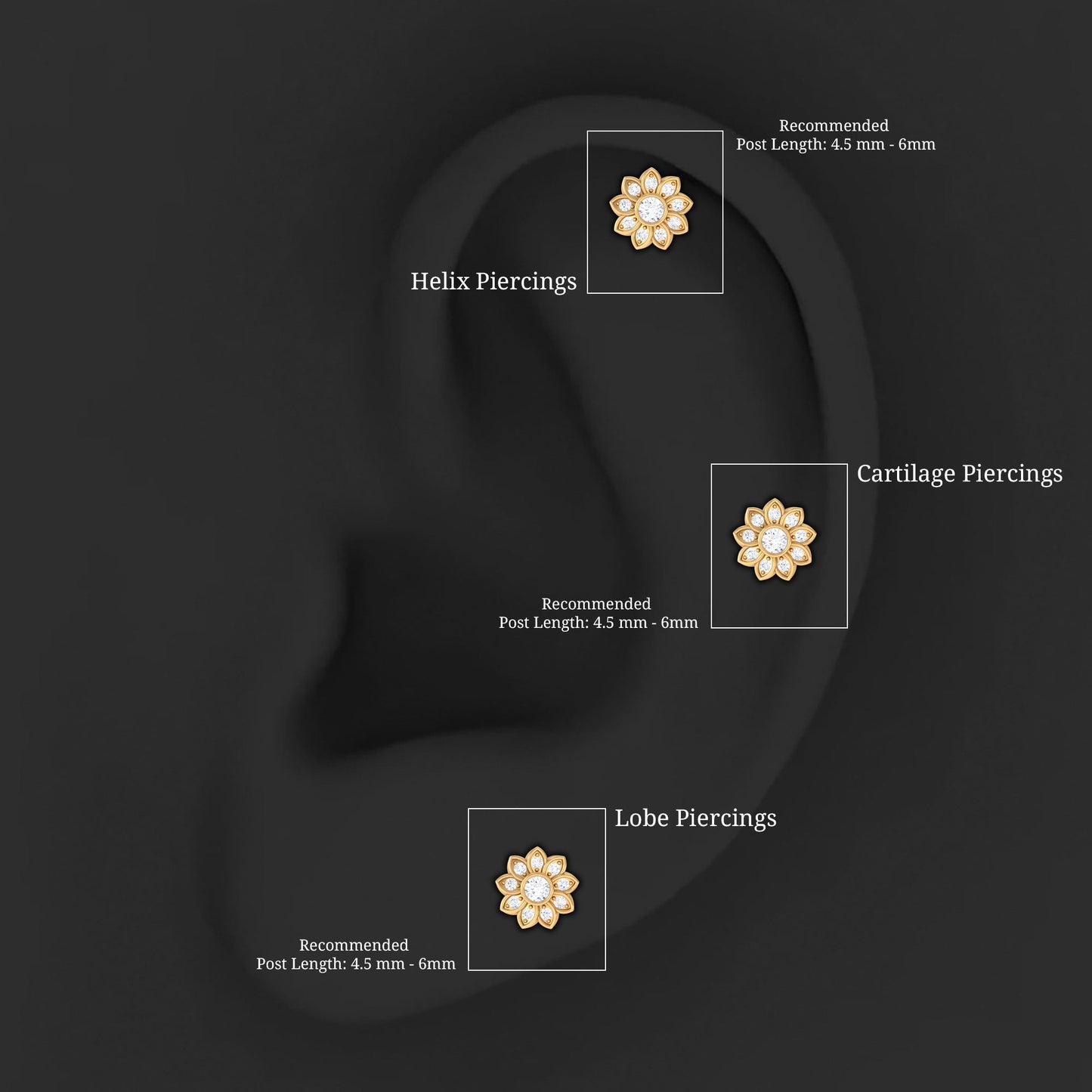 Moissanite Flower Cartilage Earring for Women