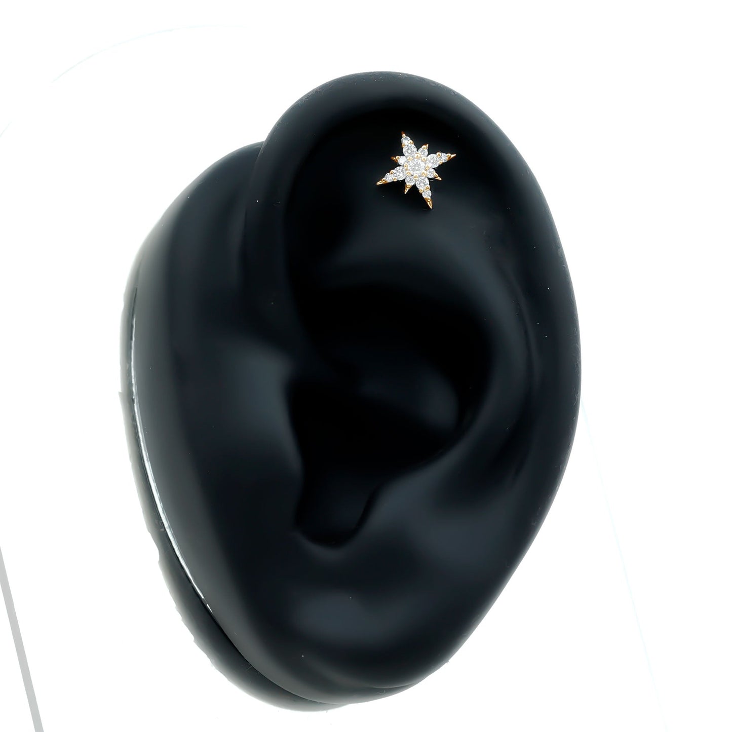 Moissanite Starburst Cartilage Earring with Flat Back