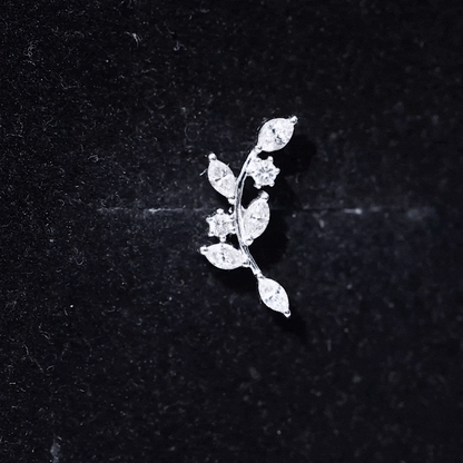 Womens Marquise Diamond Leaf Crawler Earring