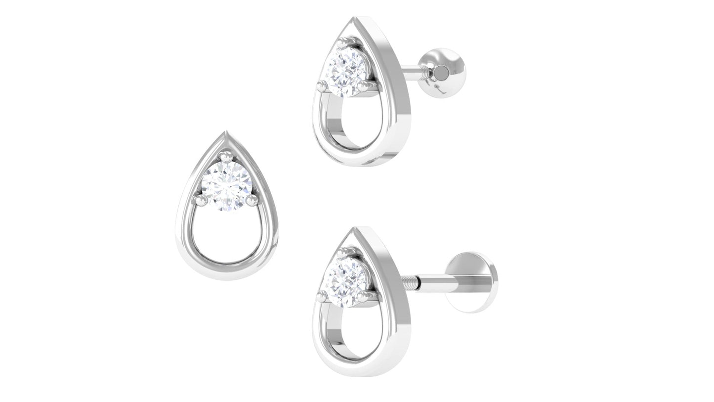 Round Moissanite Teardrop Helix Earring