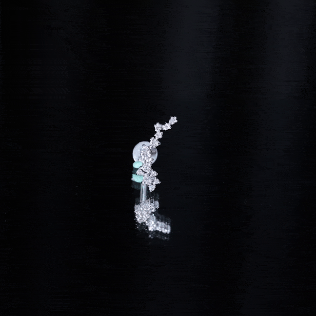 Natural Diamond Cluster Crawler Earring for Helix Piercing