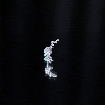Natural Diamond Cluster Crawler Earring for Helix Piercing
