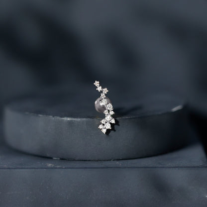 Natural Diamond Cluster Crawler Earring for Helix Piercing
