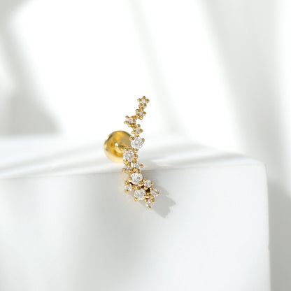 Natural Diamond Cluster Crawler Earring for Helix Piercing