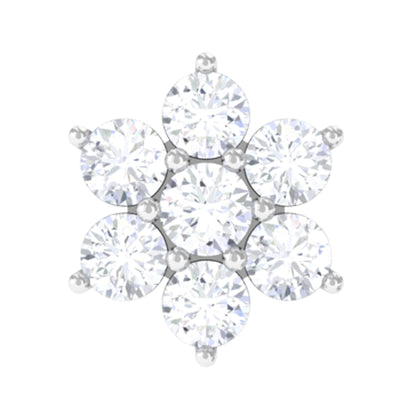 Tiny Moissanite Flower Cluster Earring for Conch Piercing