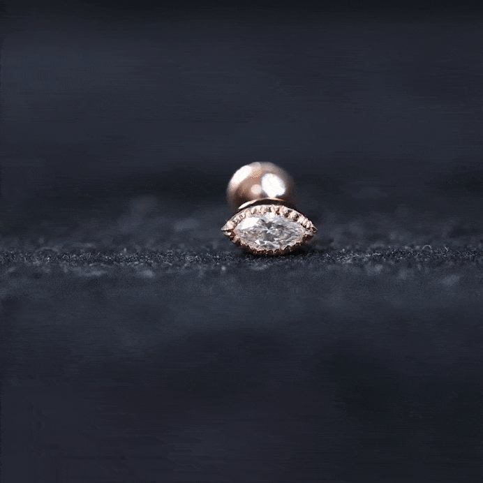 Marquise Moissanite Solitaire Tragus Earring in Bezel Setting