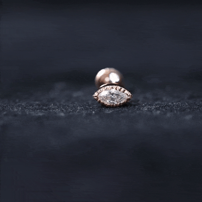 Marquise Moissanite Solitaire Tragus Earring in Bezel Setting