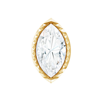 Marquise Moissanite Solitaire Tragus Earring in Bezel Setting