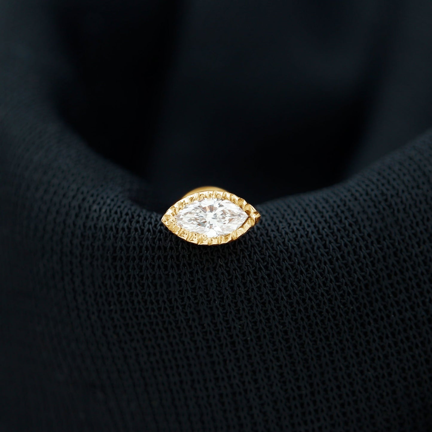 Marquise Moissanite Solitaire Tragus Earring in Bezel Setting
