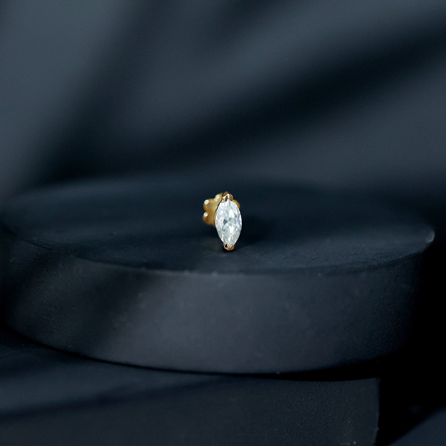 Minimalist Marquise Moissanite Tragus Earring