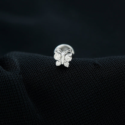 Natural Diamond Butterfly Earring for Cartilage Piercing