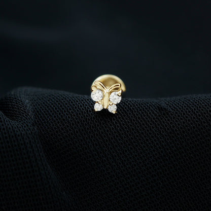 Natural Diamond Butterfly Earring for Cartilage Piercing