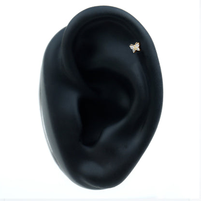 Natural Diamond Butterfly Earring for Cartilage Piercing