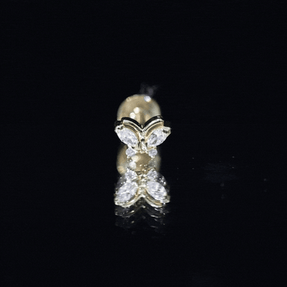 Natural Diamond Butterfly Earring for Helix Piercing