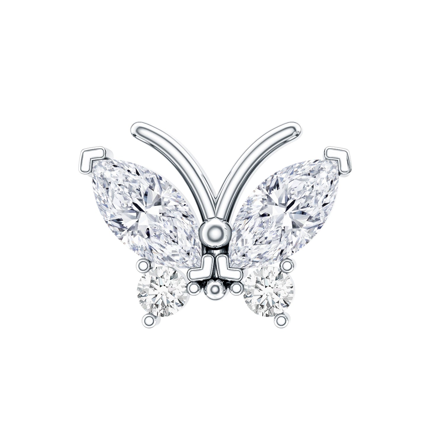 Natural Diamond Butterfly Earring for Helix Piercing