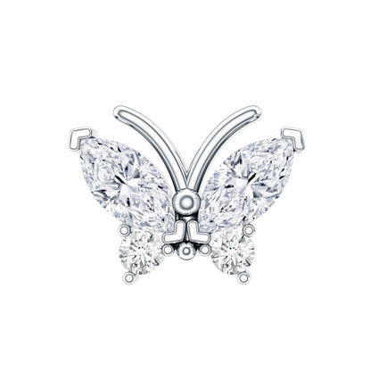 Natural Diamond Butterfly Earring for Helix Piercing