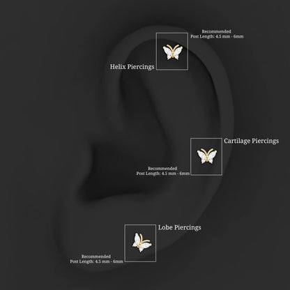 Natural Diamond Butterfly Earring for Helix Piercing