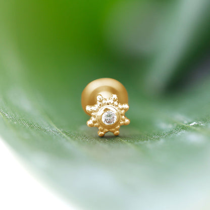 Minimal Diamond Cartilage Earring Stud with Flat Back