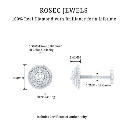 Minimal Diamond Conch Earring in Bezel Setting