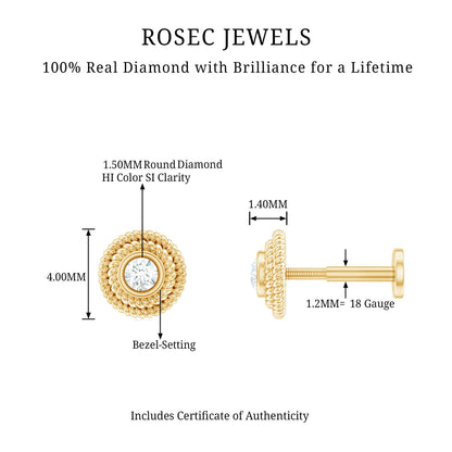 Minimal Diamond Conch Earring in Bezel Setting