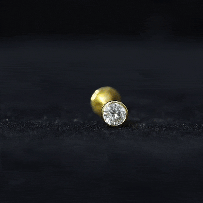 Bezel Set Diamond Cartilage Earring with Flat Back