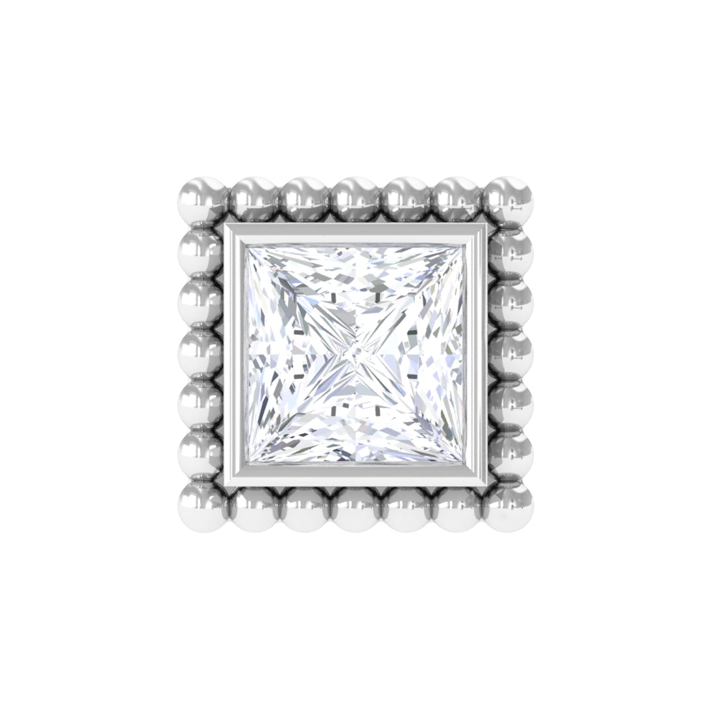 Princess Cut Moissanite Simple Helix Earring in Bezel Setting
