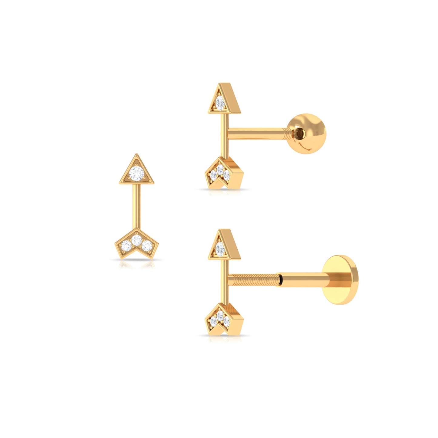 Genuine Diamond Arrow Earring for Helix Piercing