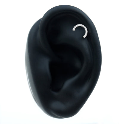 Moissanite Half Circle Earring for Helix Piercing