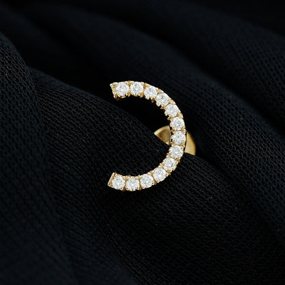 Moissanite Half Circle Earring for Helix Piercing